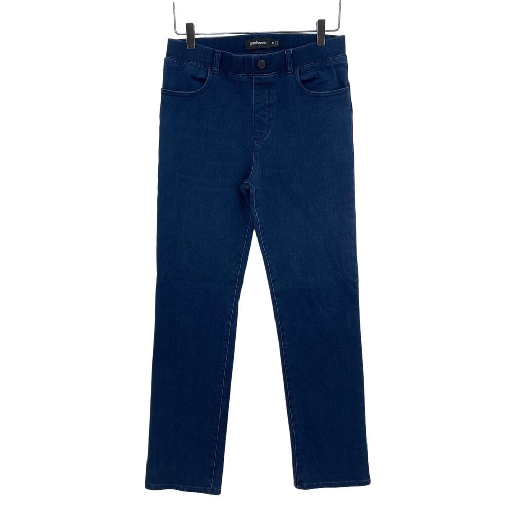 Beta Brand Size Medium Dark Wash Pull On Stretch Elastic Waist Straight Leg Jean